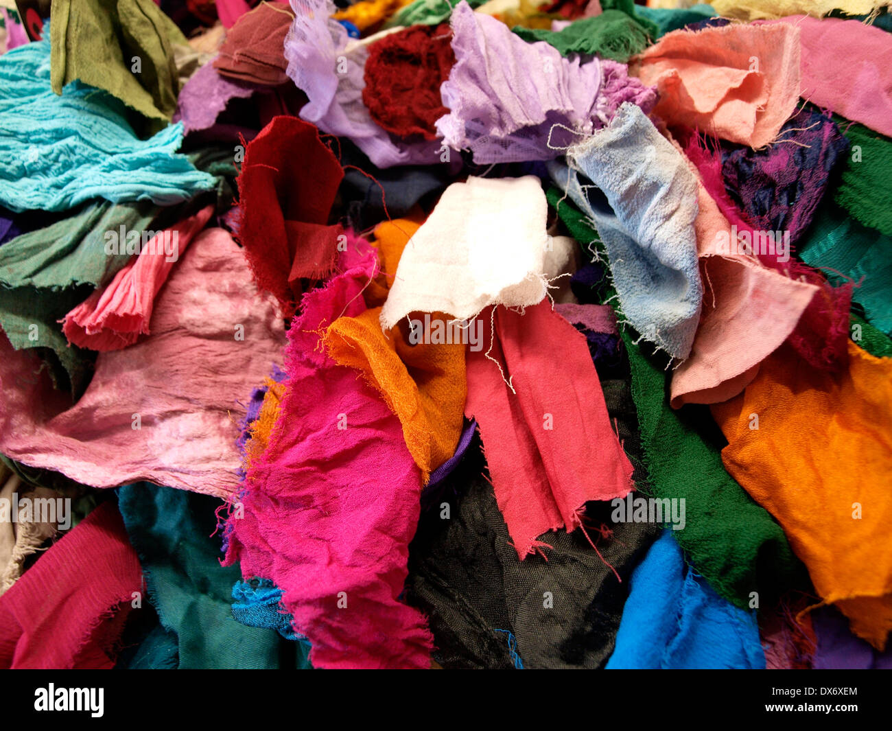 Unusual colourful rug made out of bits of material Stock Photo Alamy