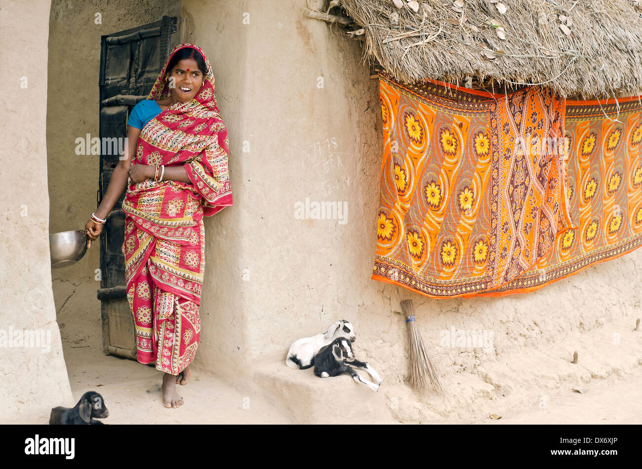 Indian village woman ,Kamar para , West Bengal,India Stock Photo