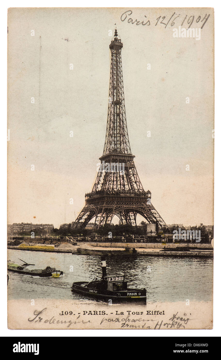 Paris France Circa 1904 Vintage Postcard With Picture From Eiffel