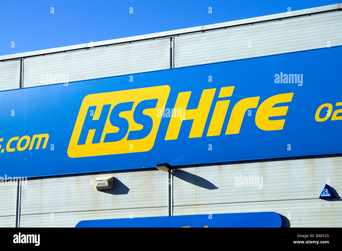 HSS HIre shop frontage, Sloper Road, Cardiff, Wales. Stock Photo