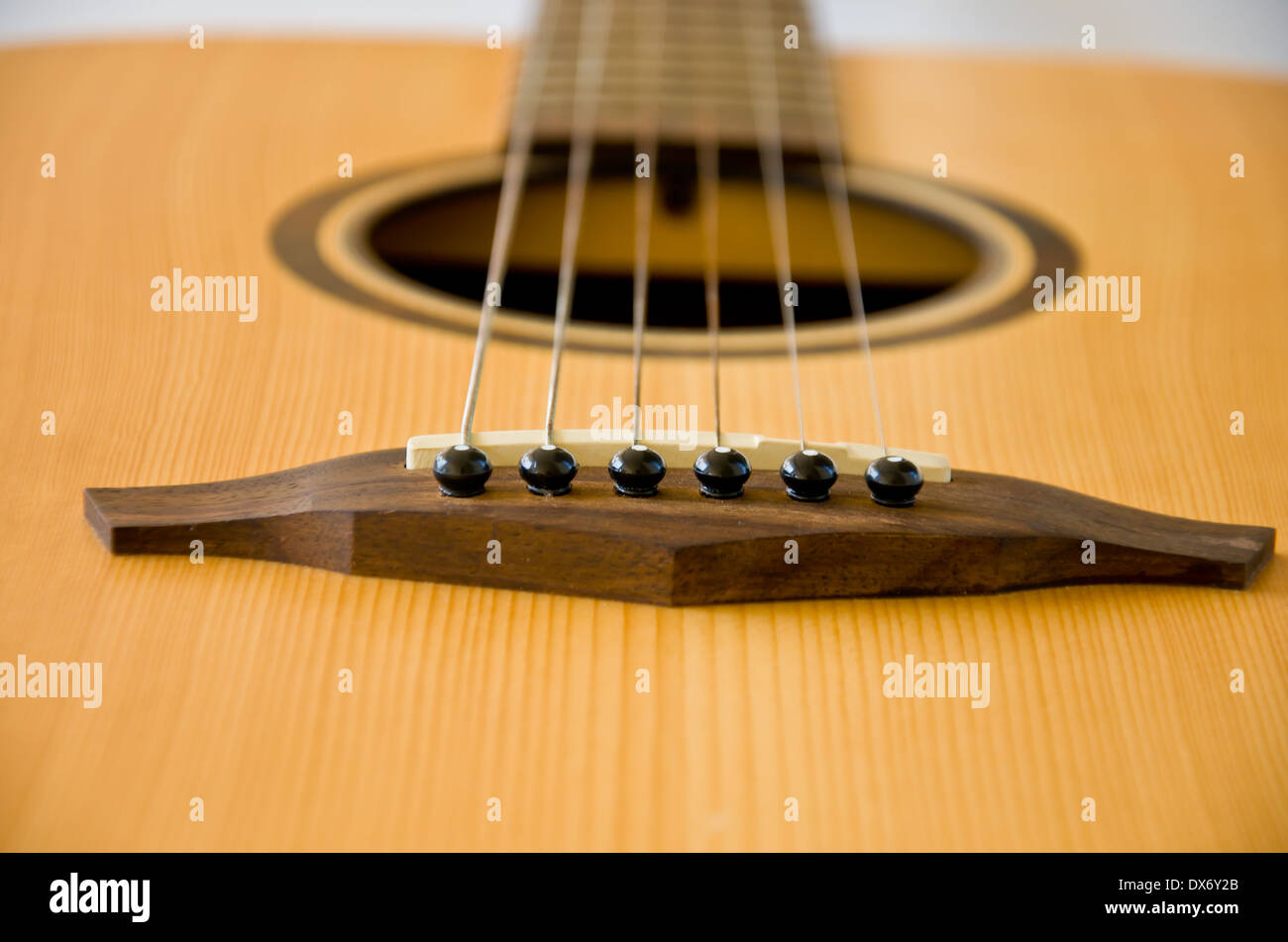 six string of acoustic guitar background Stock Photo