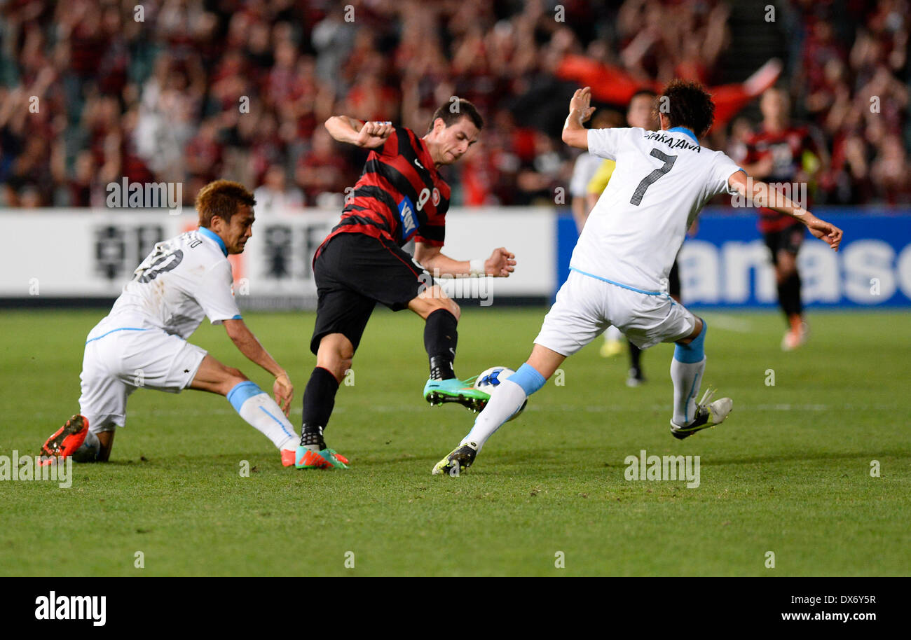 Sydney, Australia. 19th Mar, 2014. Wanderers forward Tomi Juric in action during the AFC Champions League game between Western Sydney Wanderers FC and Kawasaki Frontale FC of Japan from the Pirtek Stadium, Parramatta. Wanderers won 1-0. Credit:  Action Plus Sports/Alamy Live News Stock Photo
