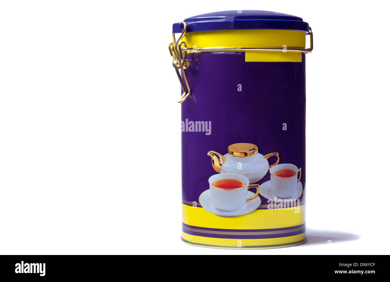 Box with a tightfitting lid for storing tea decorated with an image of