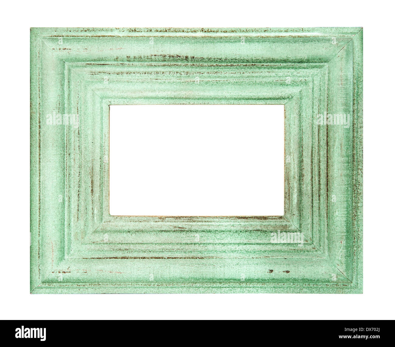 vintage style green colored frame isolated on white background. shabby chic picture Stock Photo