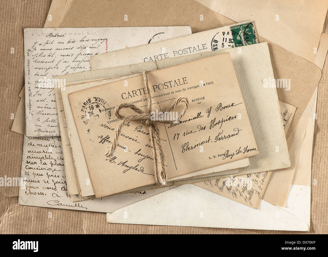 old letters and antique french postcards. vintage sentimental ...