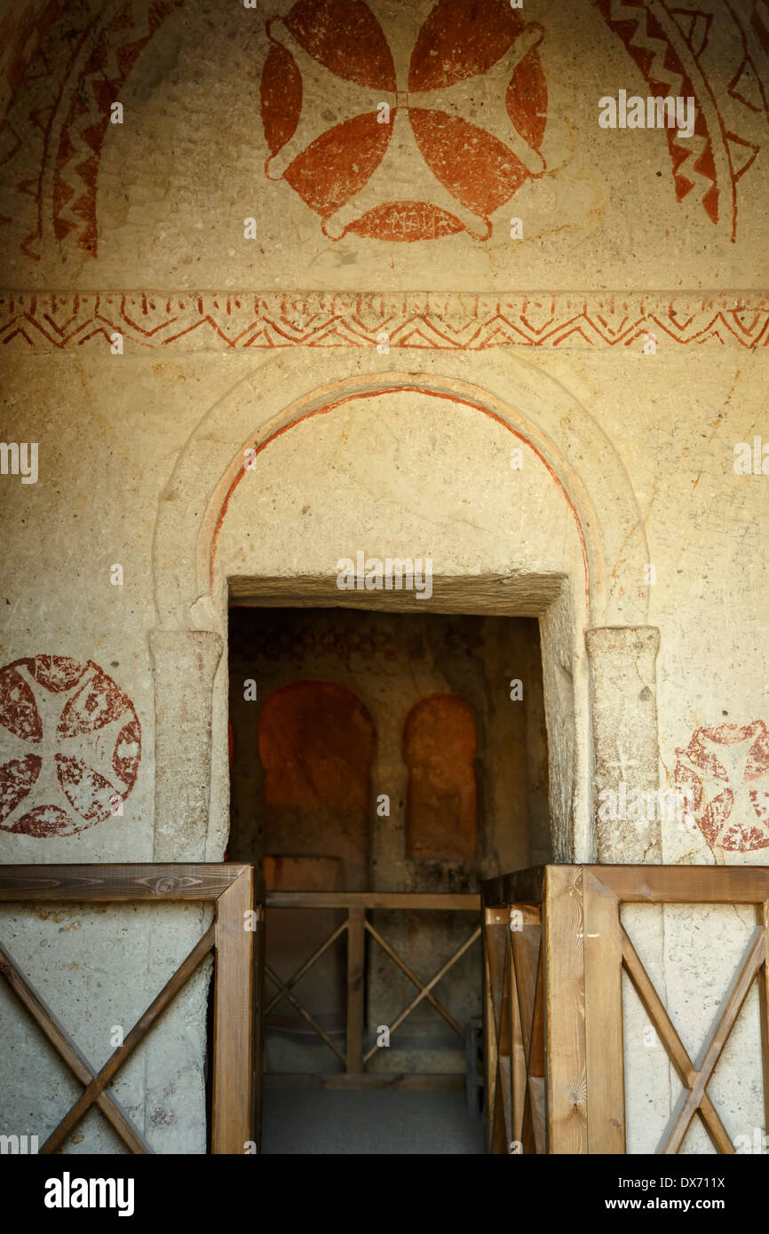 Entrance, Maltese Cross Church, Goreme Open Air Museum, Goreme, Cappadocia, Turkey Stock Photo