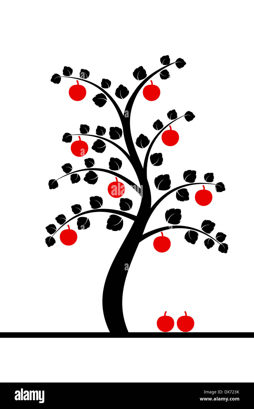 Beautiful apple tree isolated on white background Stock Photo - Alamy