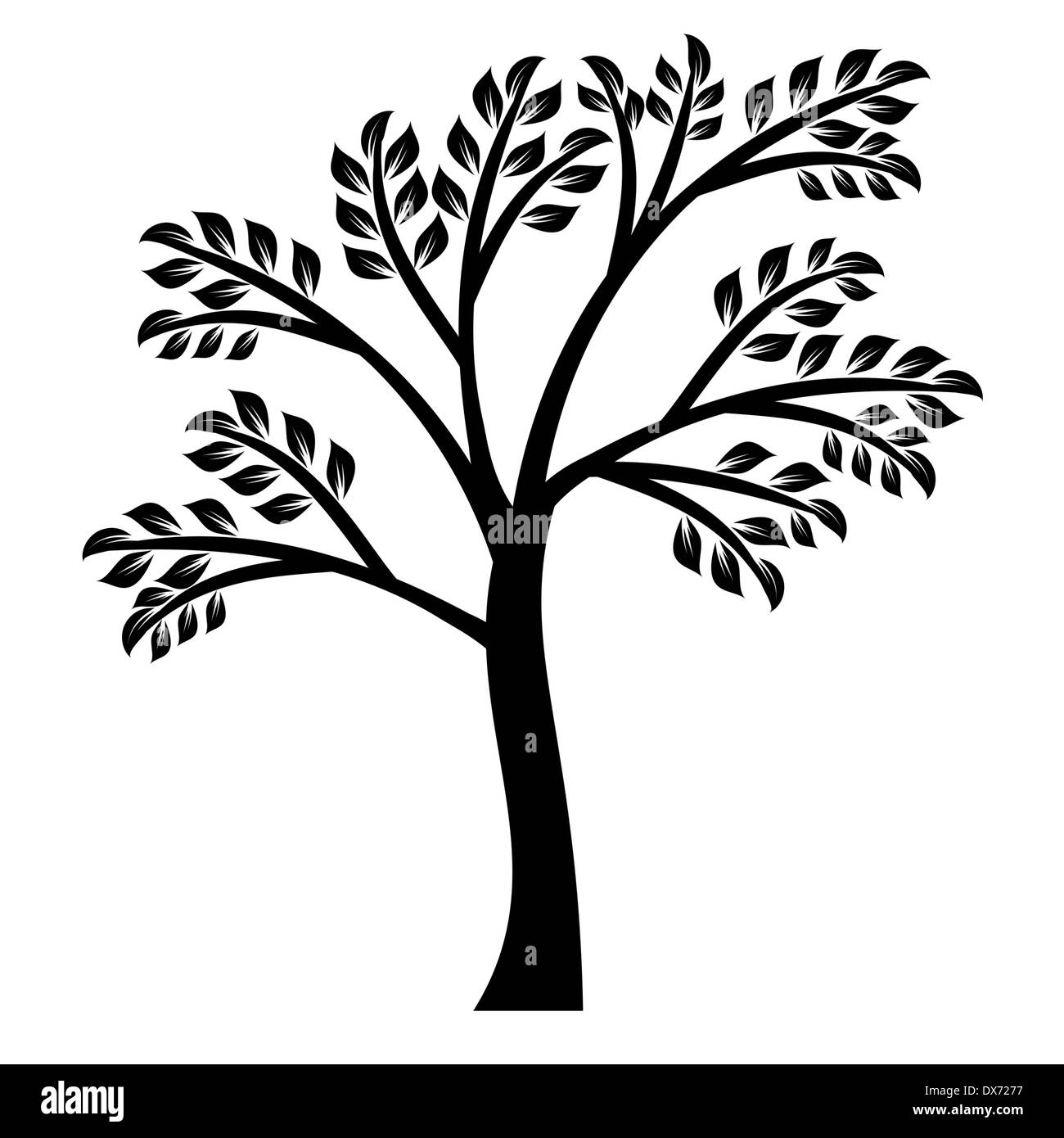 Art tree silhouette isolated on white background Stock Photo - Alamy