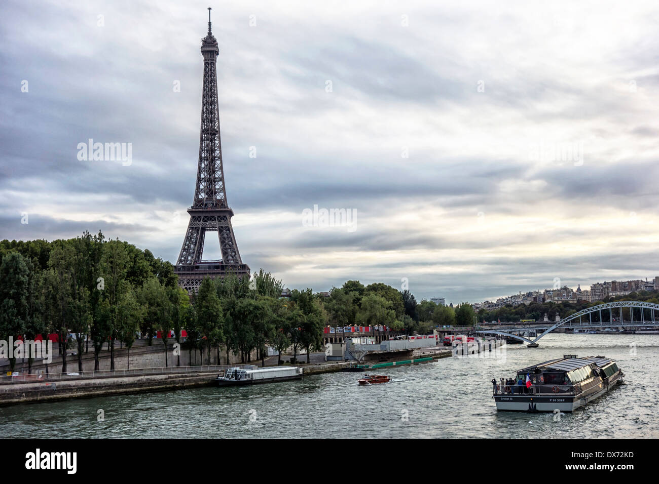 Eiffel tower by the river,Paris ,France Stock Photo