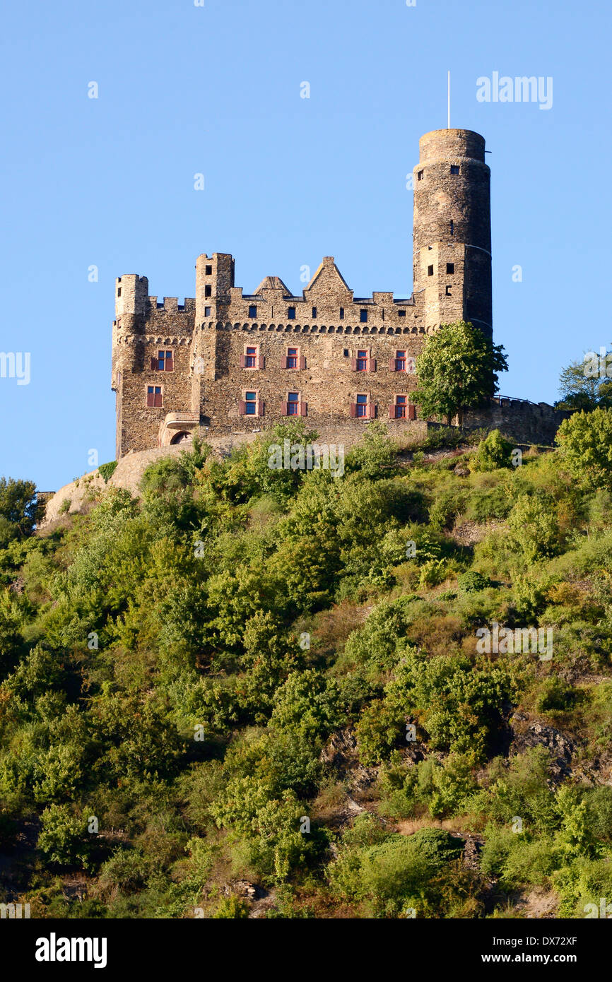 Maus Castle Rhine River Valley Germany Europe Vineyards Wineries Cruise DE Stock Photo