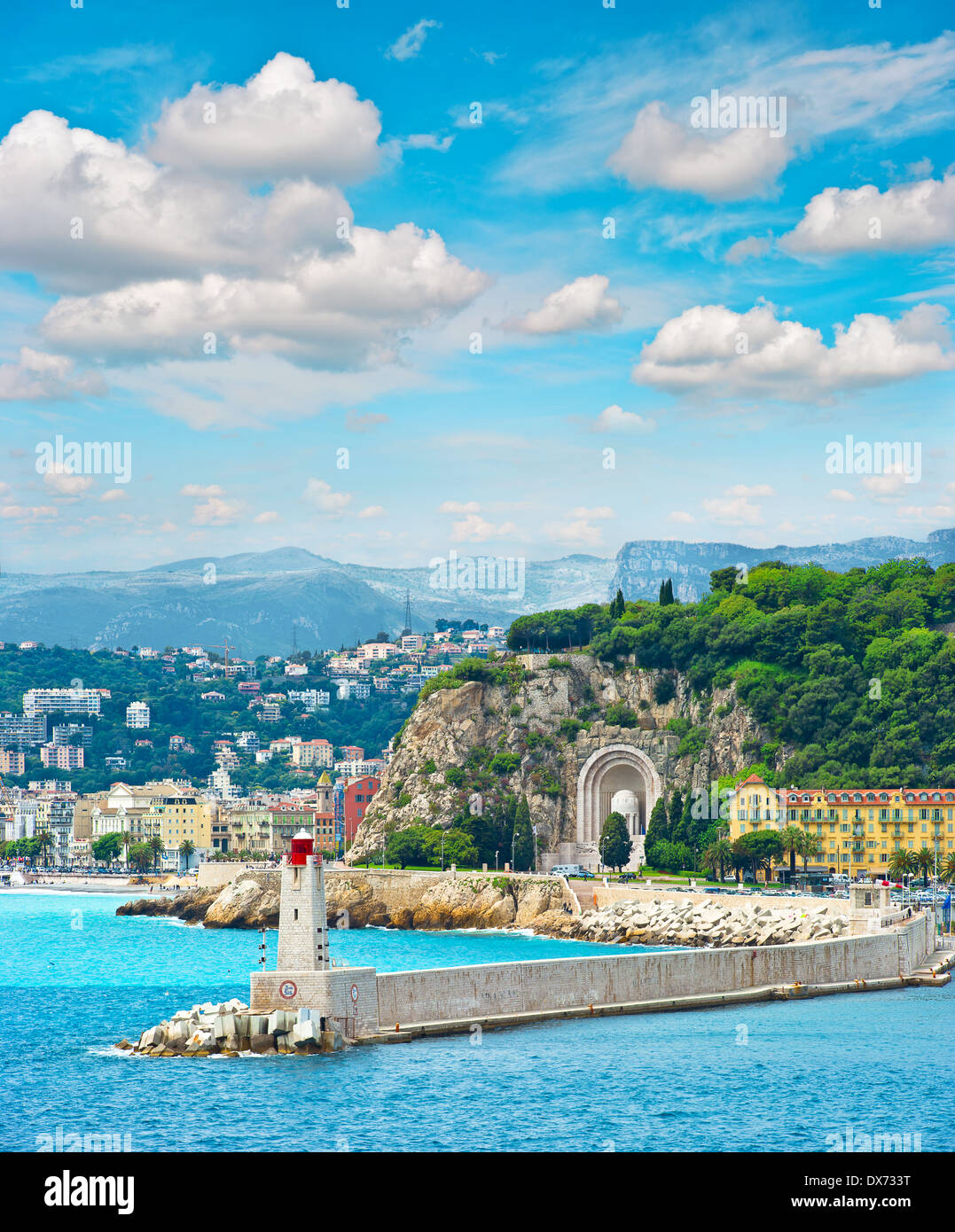View of mediterranean sea resort, city of Nice, Cote d'Azur, France, Provence, french riviera. Stock Photo