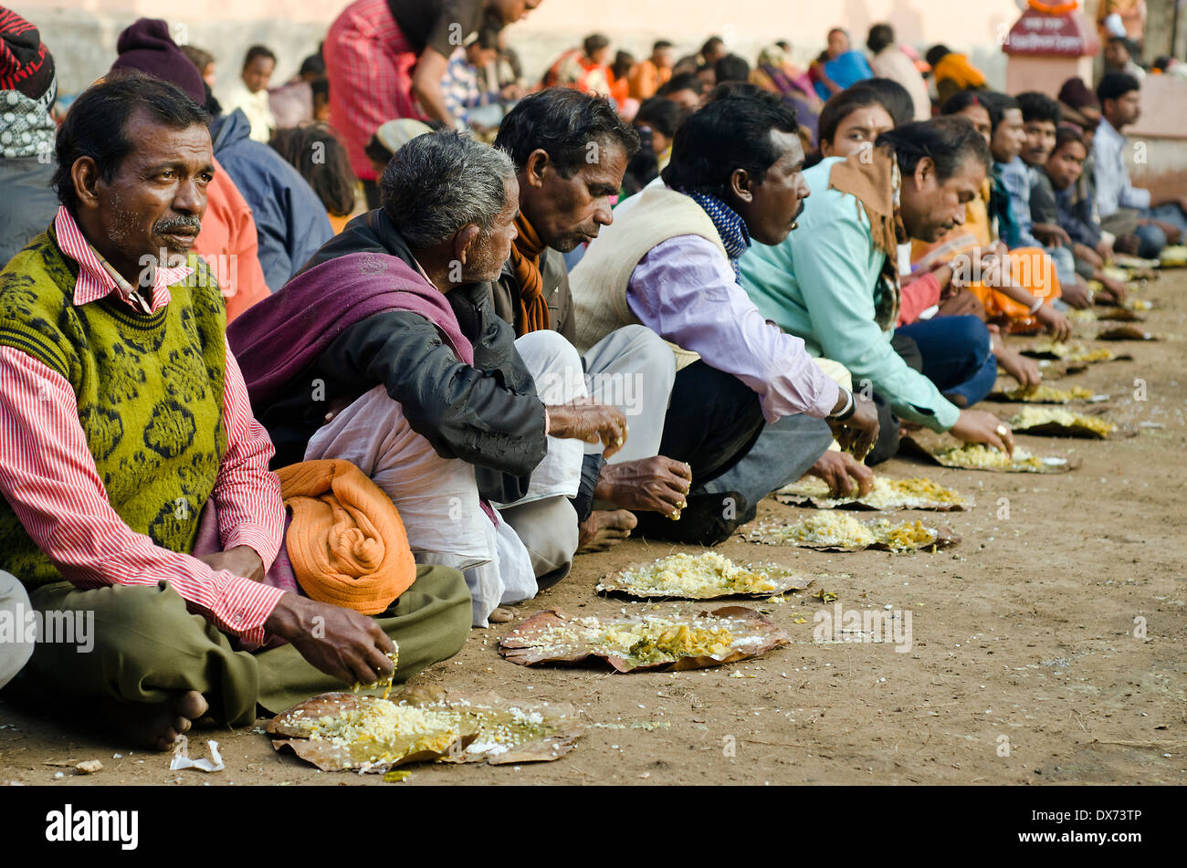 Feeding of pilgrims ,Kenduli mela(festival),Kenduli,West Bengal,India. Stock Photo