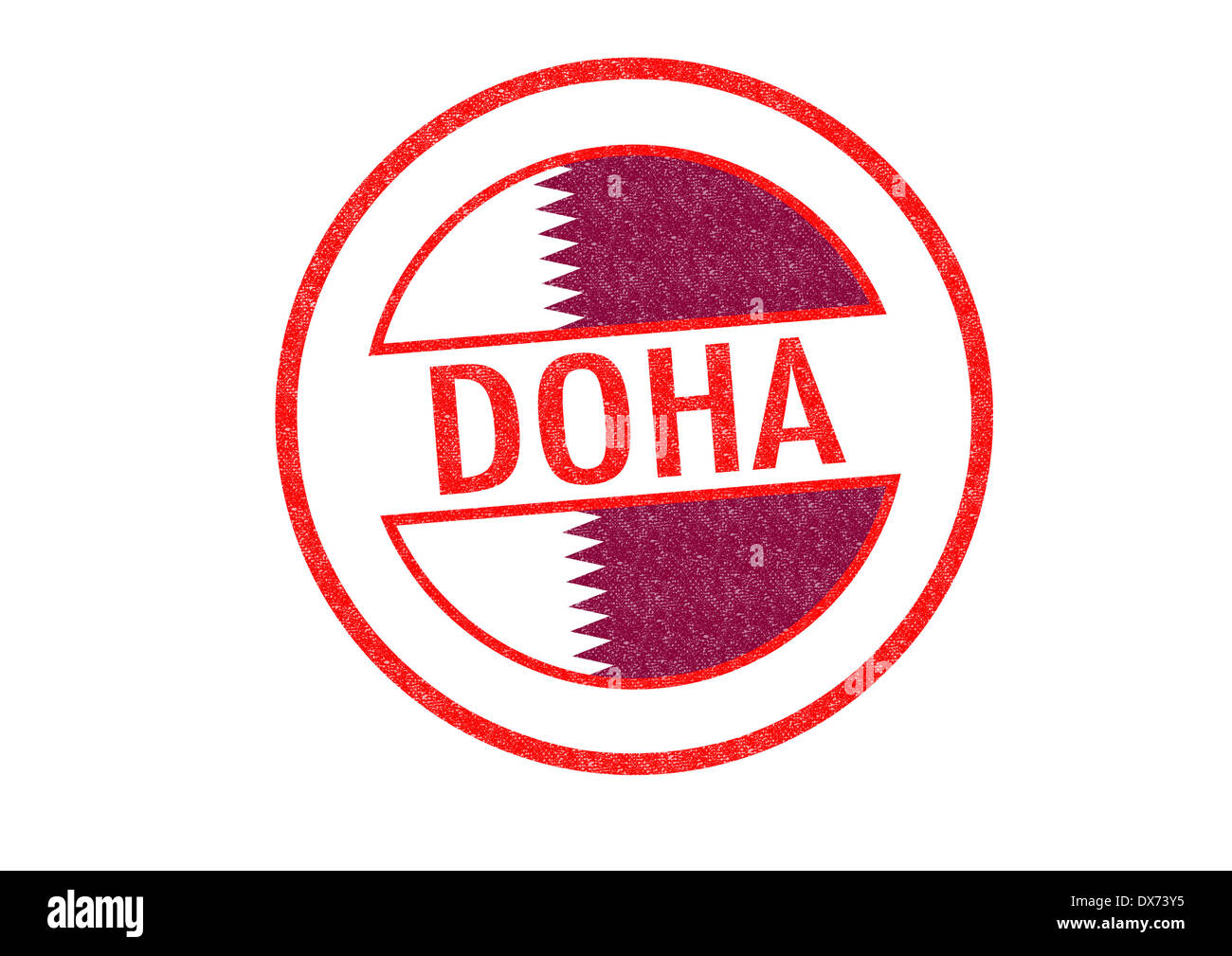 Passportstyle DOHA (Qatar) rubber stamp over a white background Stock