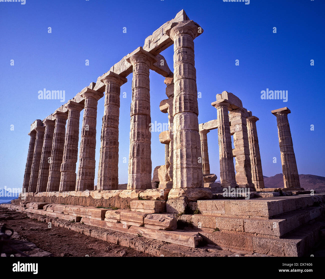 the Temple of Poseidon at Cape Sounion Attica Greece Stock Photo - Alamy