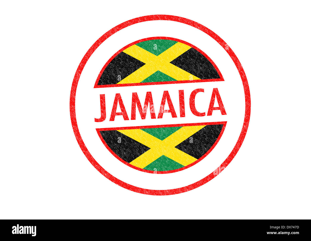 Passportstyle JAMAICA rubber stamp over a white background Stock Photo