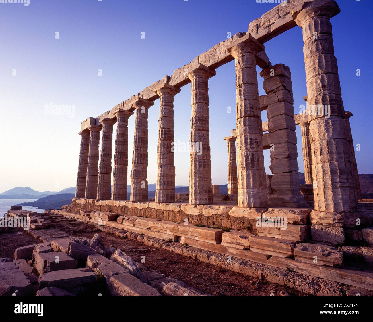 the Temple of Poseidon at Cape Sounion Attica Greece Stock Photo - Alamy