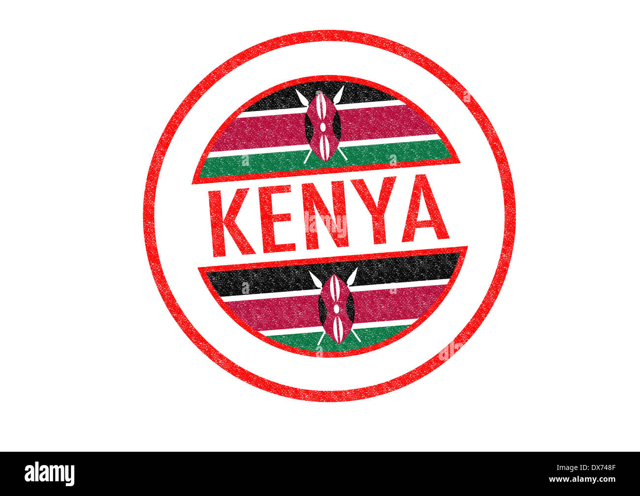 Passportstyle KENYA rubber stamp over a white background Stock Photo