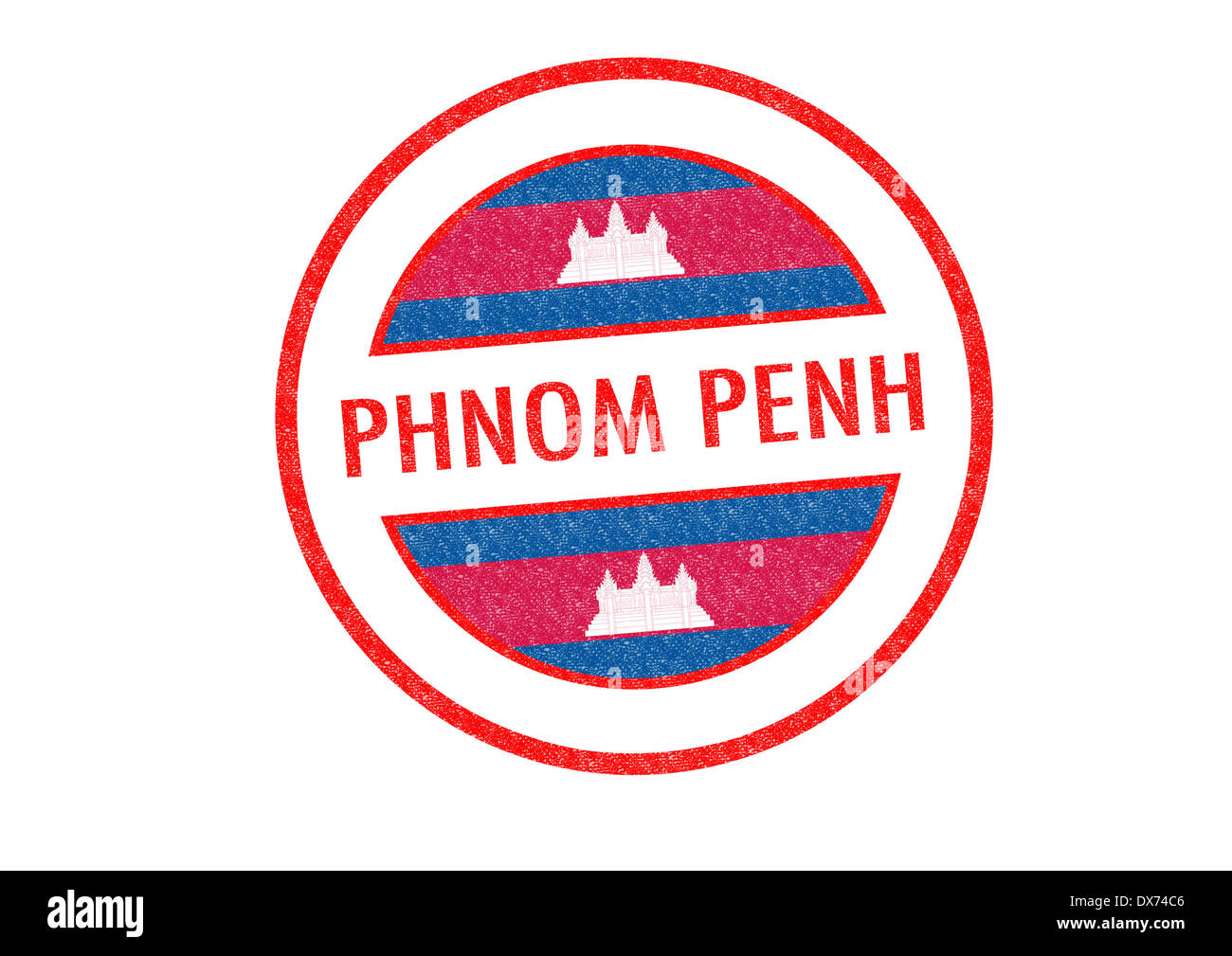 Passportstyle PHNOM PENH (Cambodia) rubber stamp over a white