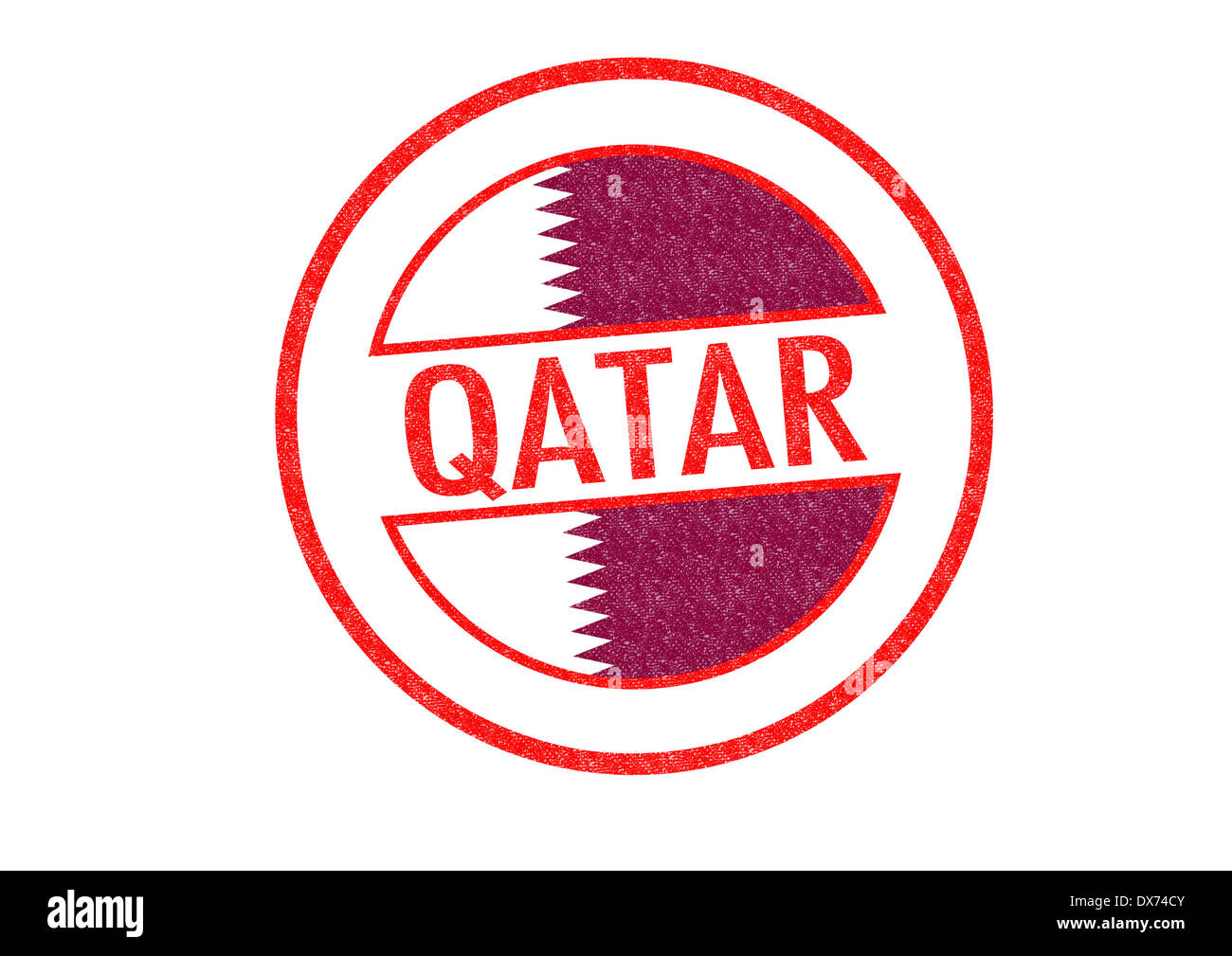 Passportstyle QATAR rubber stamp over a white background Stock Photo
