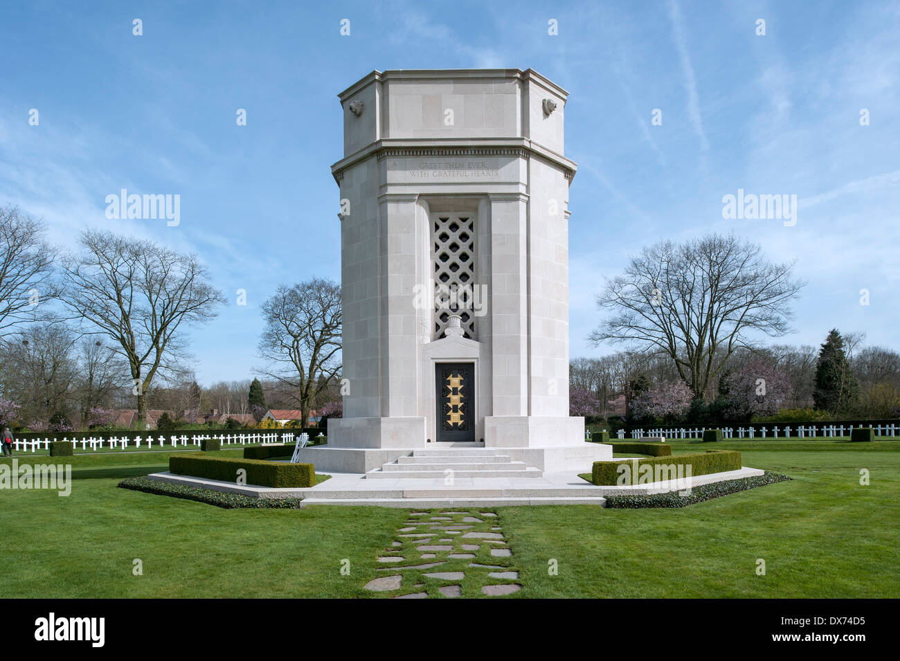 The WW1 Flanders Field American Cemetery and Memorial at Waregem, the only First World War One US military cemetery in Belgium Stock Photo