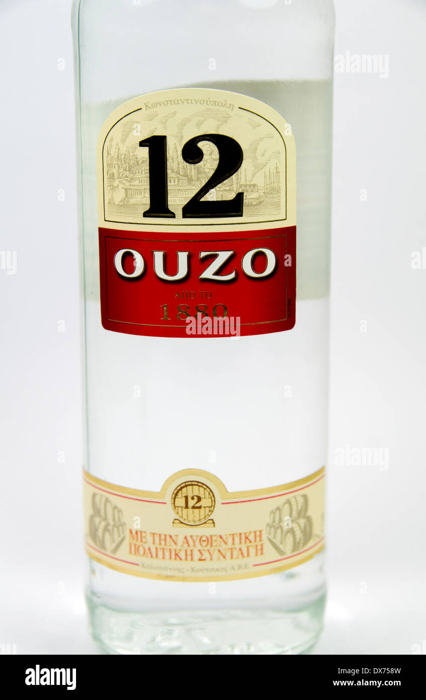 Bottle of Greek Ouzo. Stock Photo