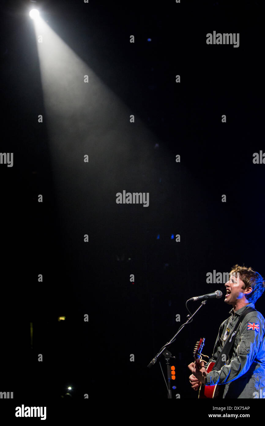 Assago Milan Italy. 18th March 2014. The English singer songwriter JAMES BLUNT performs live at the Mediolanum Forum during the 'Moon Landing Tour Memories 2014' Credit:  Rodolfo Sassano/Alamy Live News Stock Photo