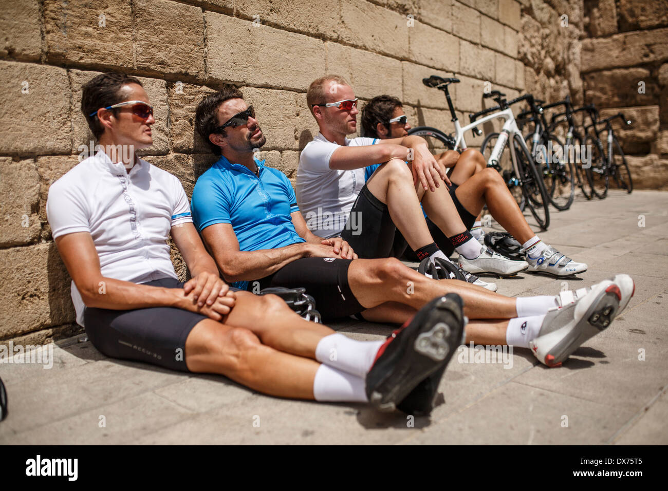 four friends going on an epic bike ride through the spanish countryside