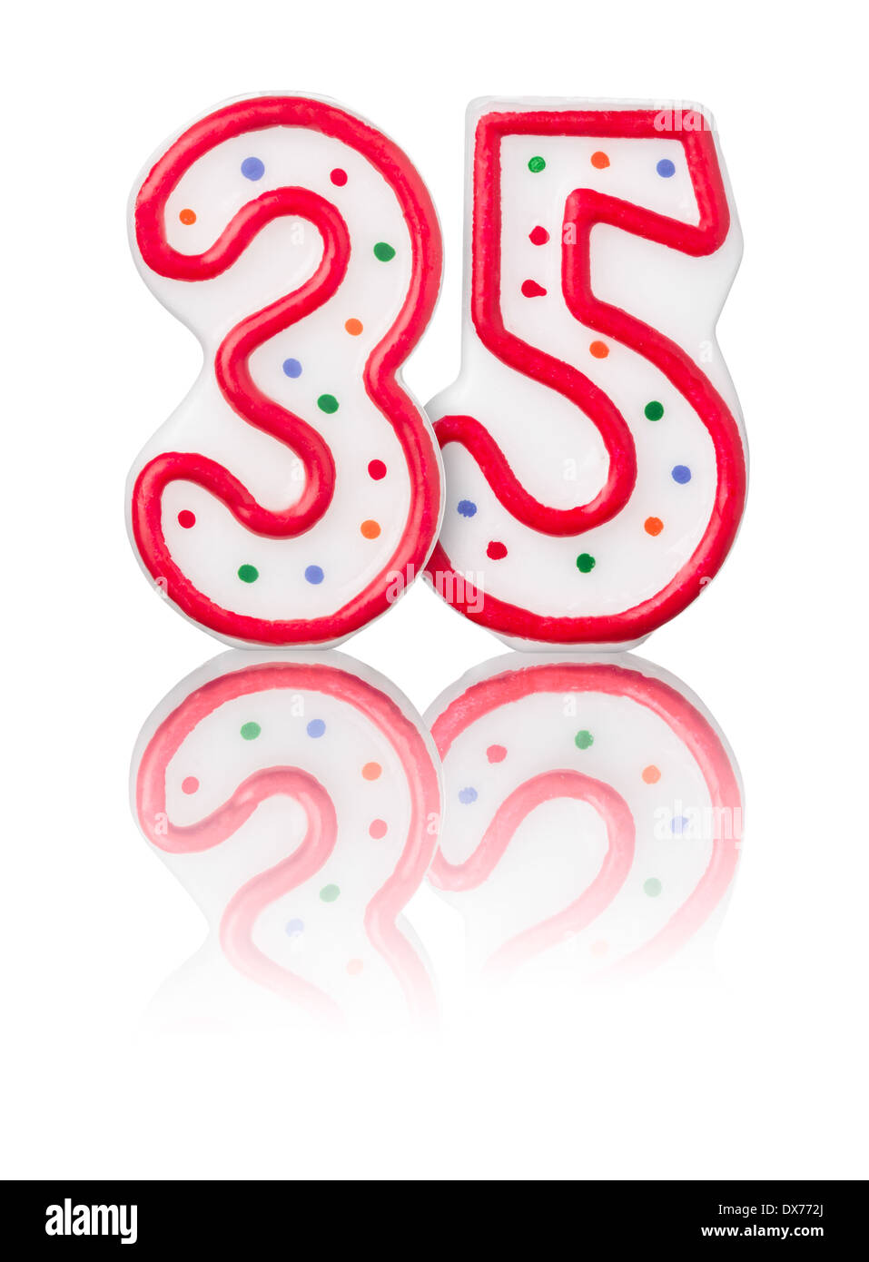 Red number 35 with reflection on a white background Stock Photo - Alamy