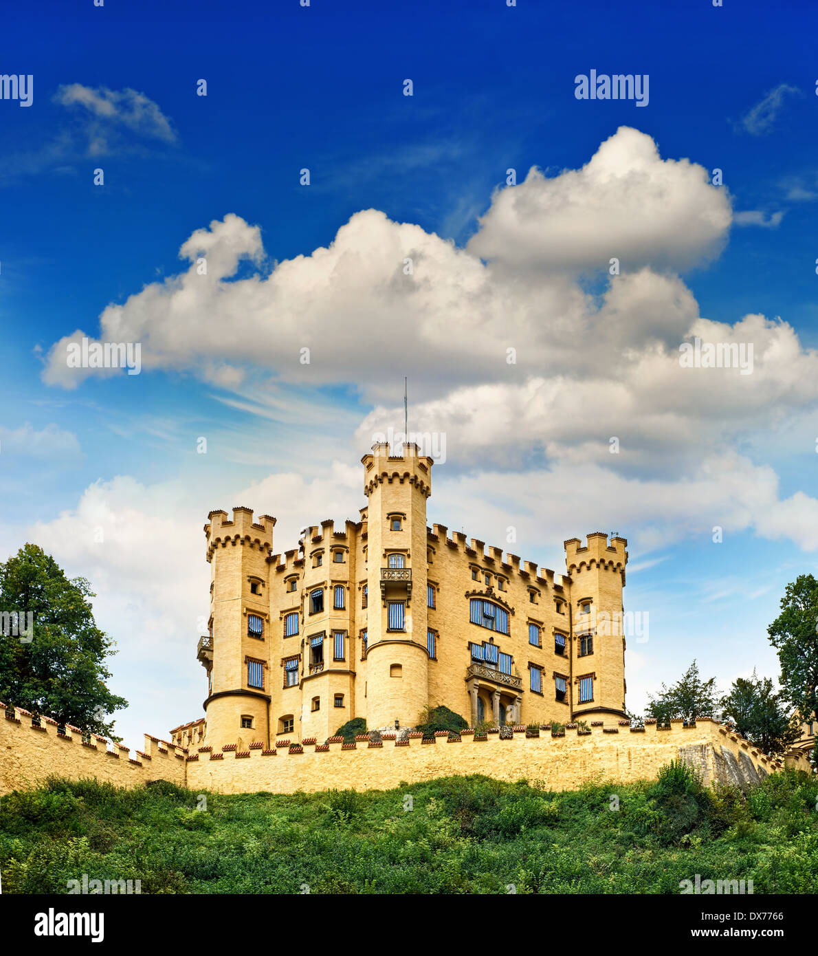 Hohenschwangau castle near fairytale castle Neuschwanstein in the Bavarian Alps, residence of King Ludwig II, Germany Stock Photo