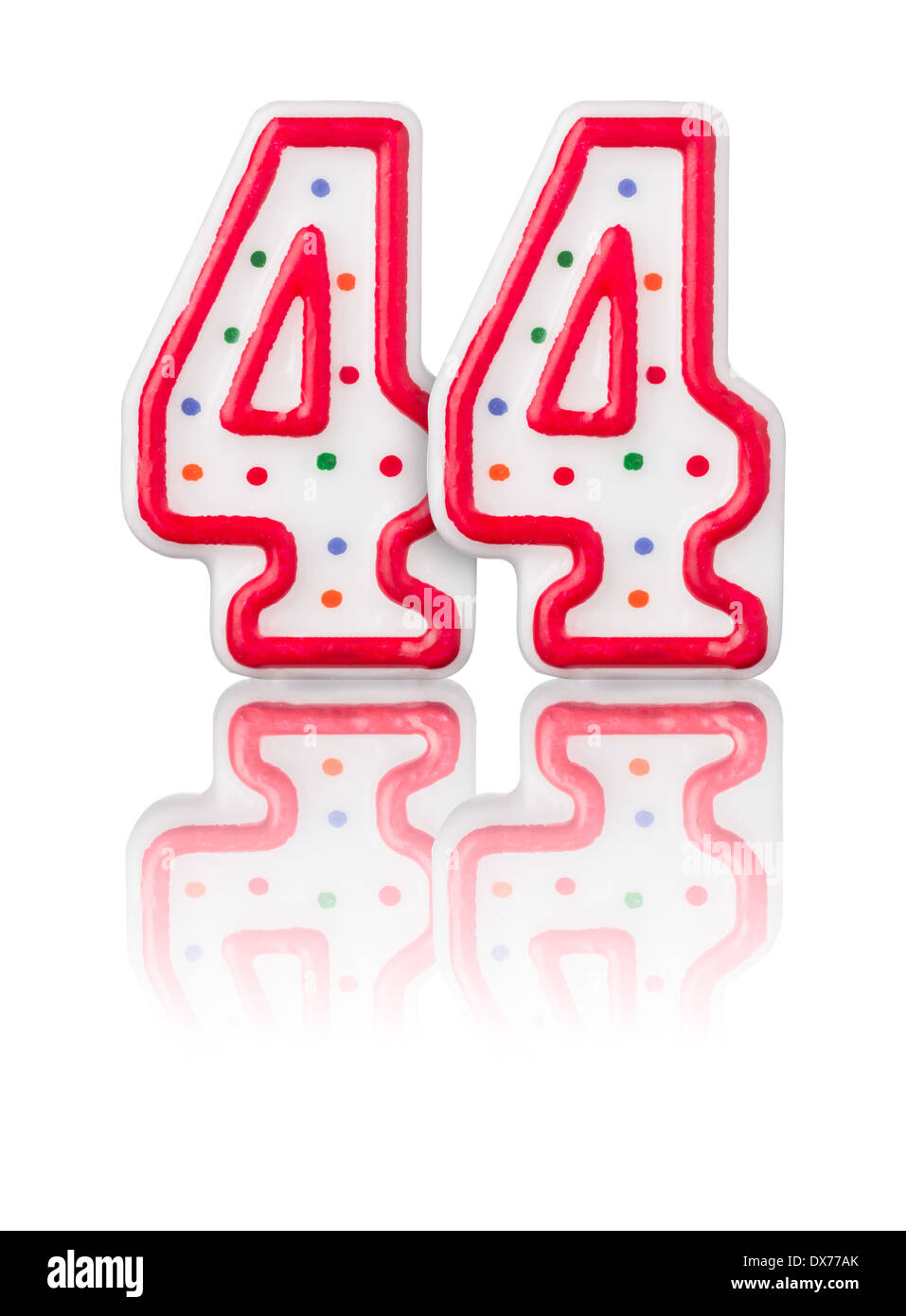 Red number 44 with reflection on a white background Stock Photo - Alamy