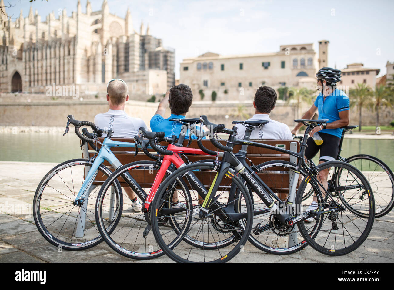 four friends going on an epic bike ride through the spanish countryside