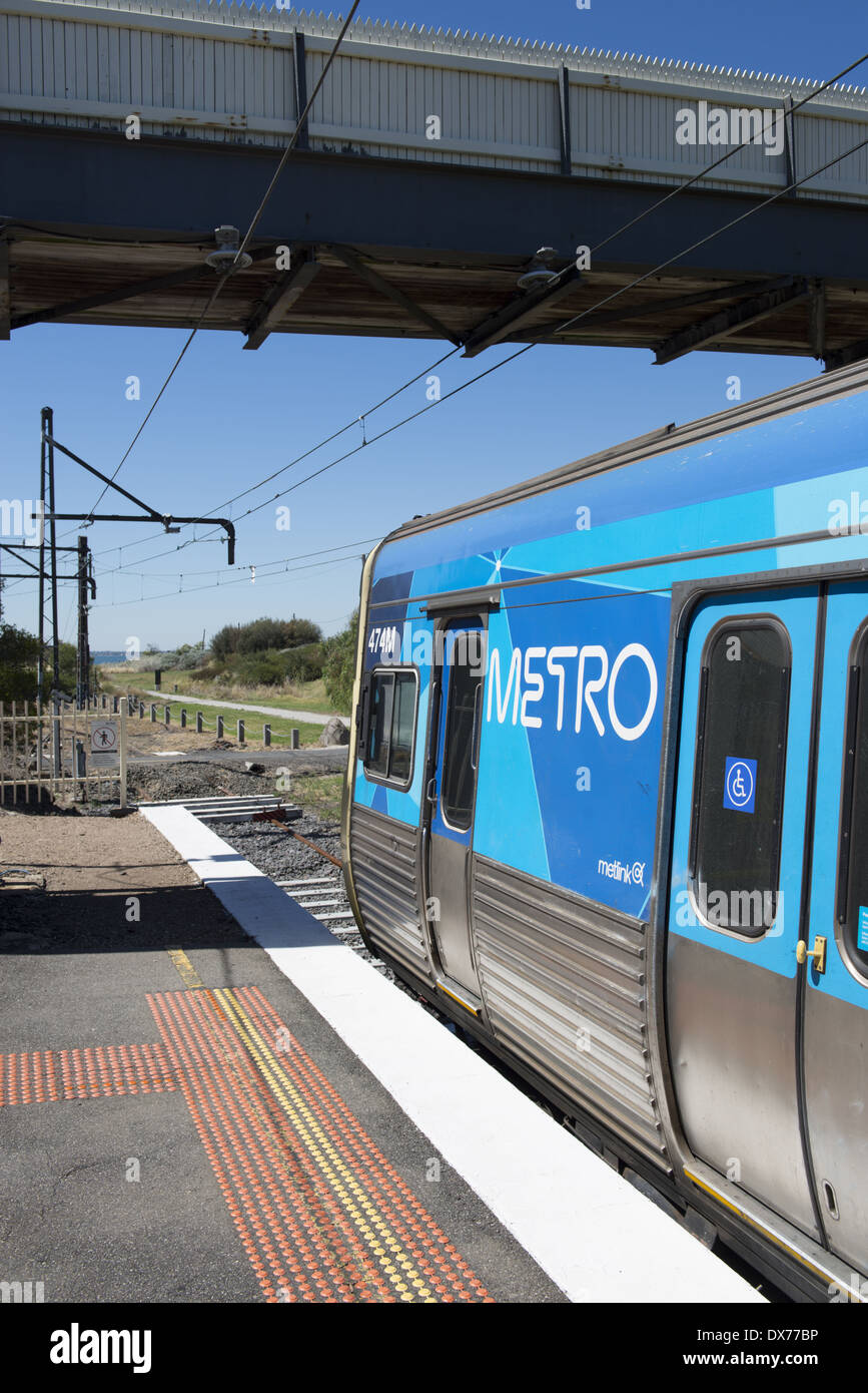 Williamstown. A Metro train at Williamstown Station. Williamstown