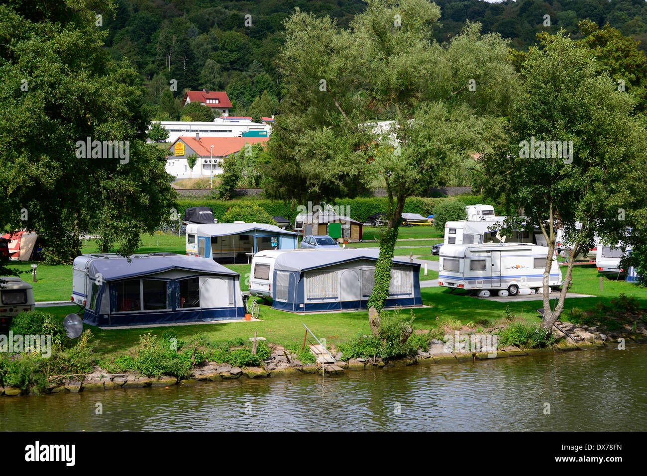 Campground near Freudenberg Germany DE Main River Europe Stock Photo