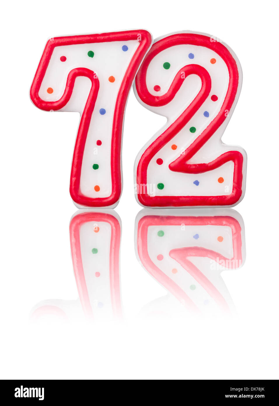 Red number 72 with reflection on a white background Stock Photo ...