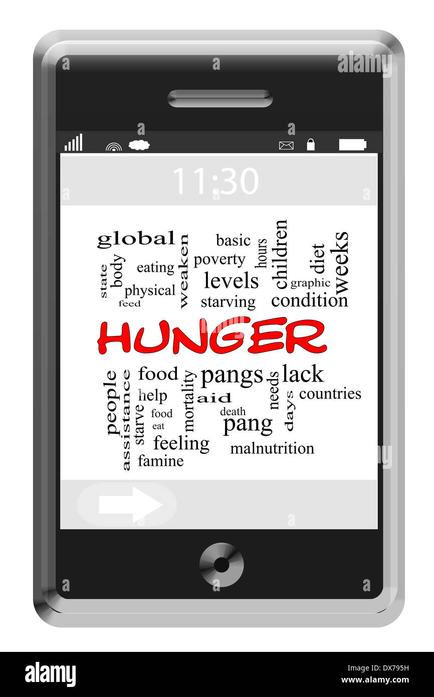 Hunger Word Cloud Concept of Touchscreen Phone with great terms such as ...