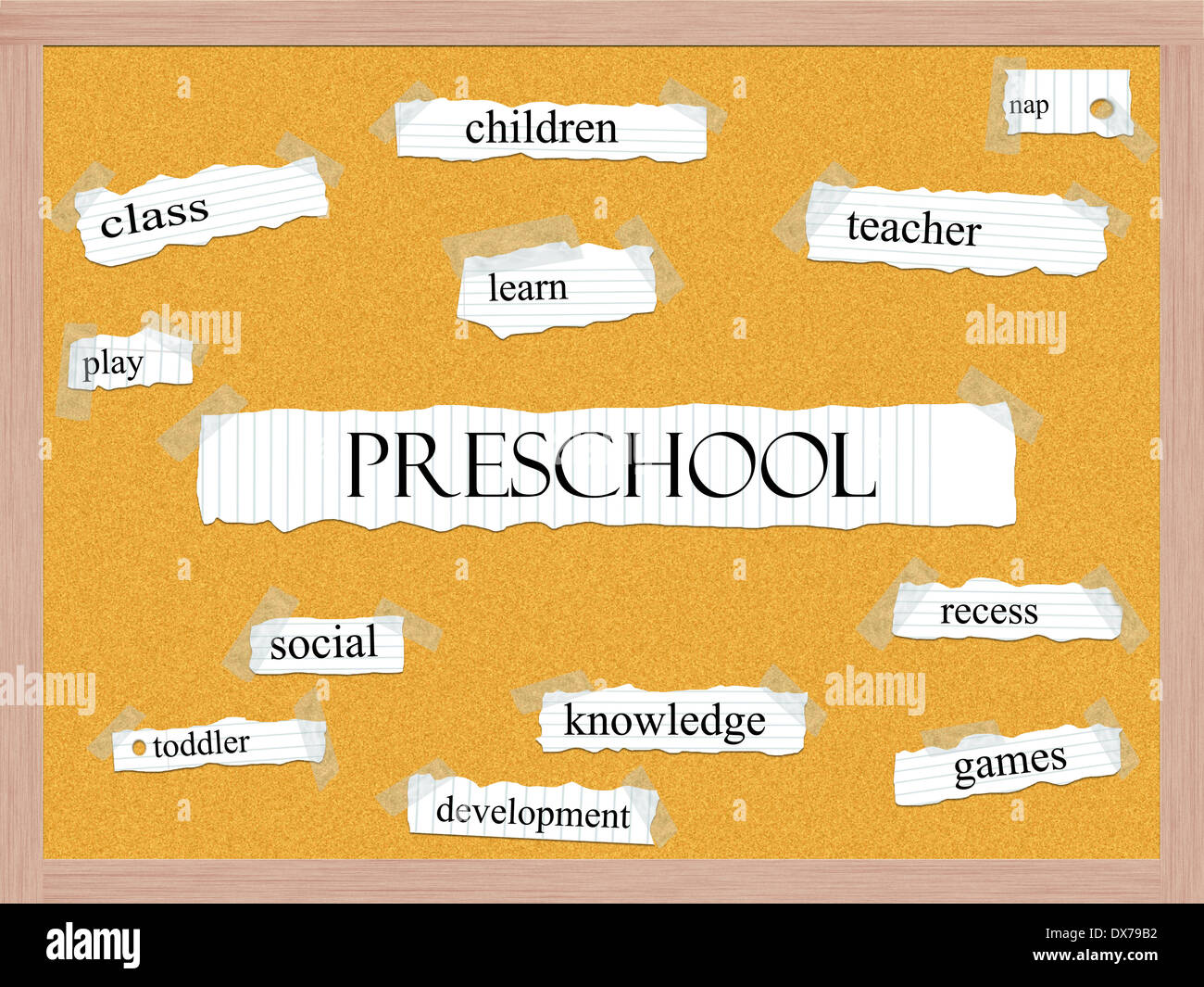 Preschool Corkboard Word Concept with great terms such as teacher