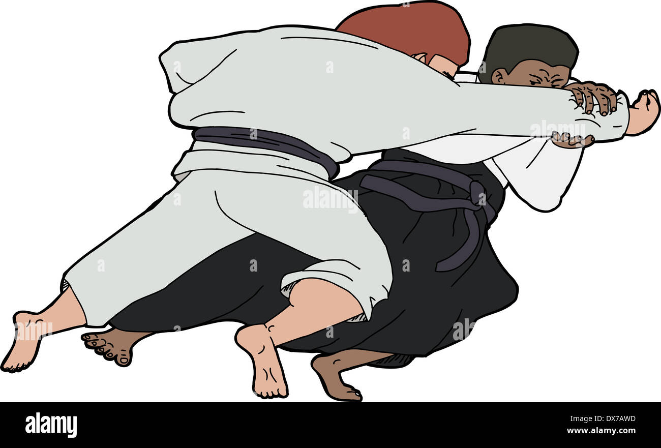 Isolated martial arts throwing technique over white Stock Photo Alamy