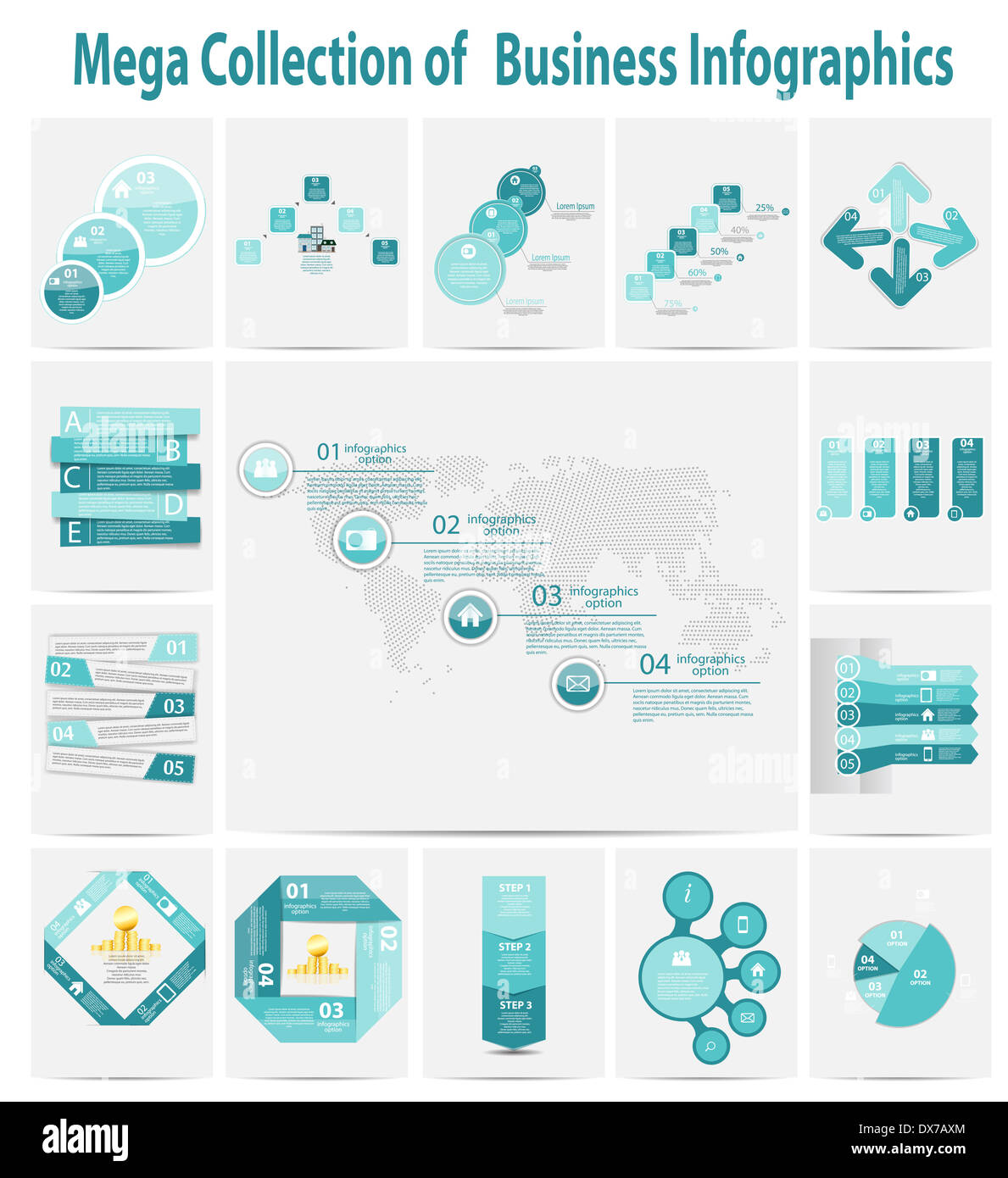 Mega collection infographic template business concept vector ill Stock ...
