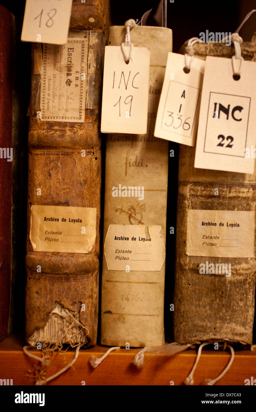 Incunables books. Loyola archive. Deustro university library. Navarre. Spain Stock Photo