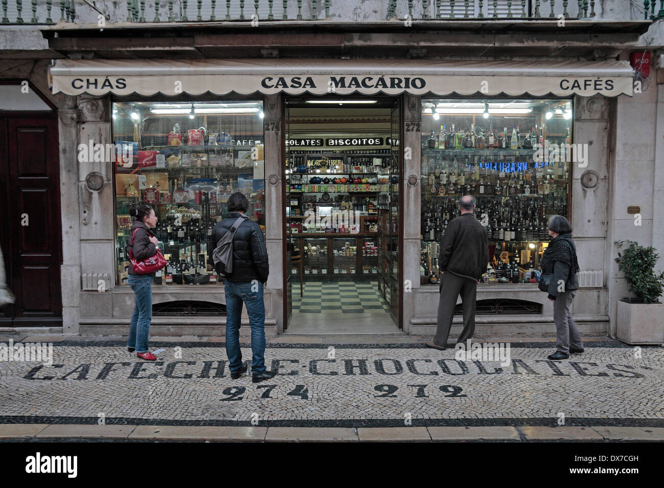 The Caso Macario port and wine shop on Rua Augusta 272/274, Baixa, Lisbon, Portugal. Stock Photo