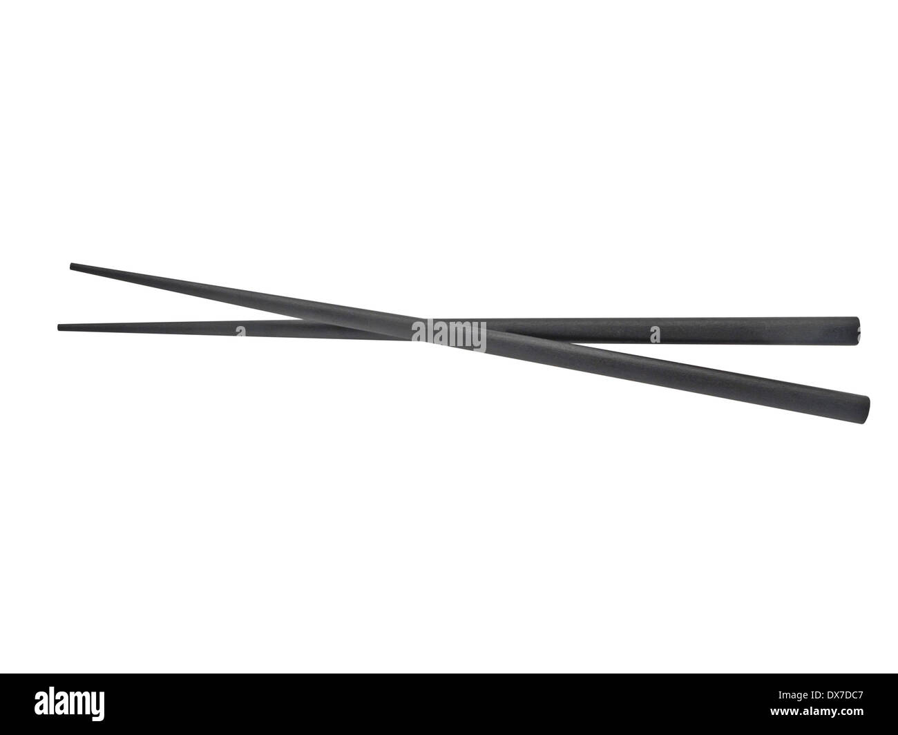pair of a black wooden chopsticks over white, clipping path Stock Photo