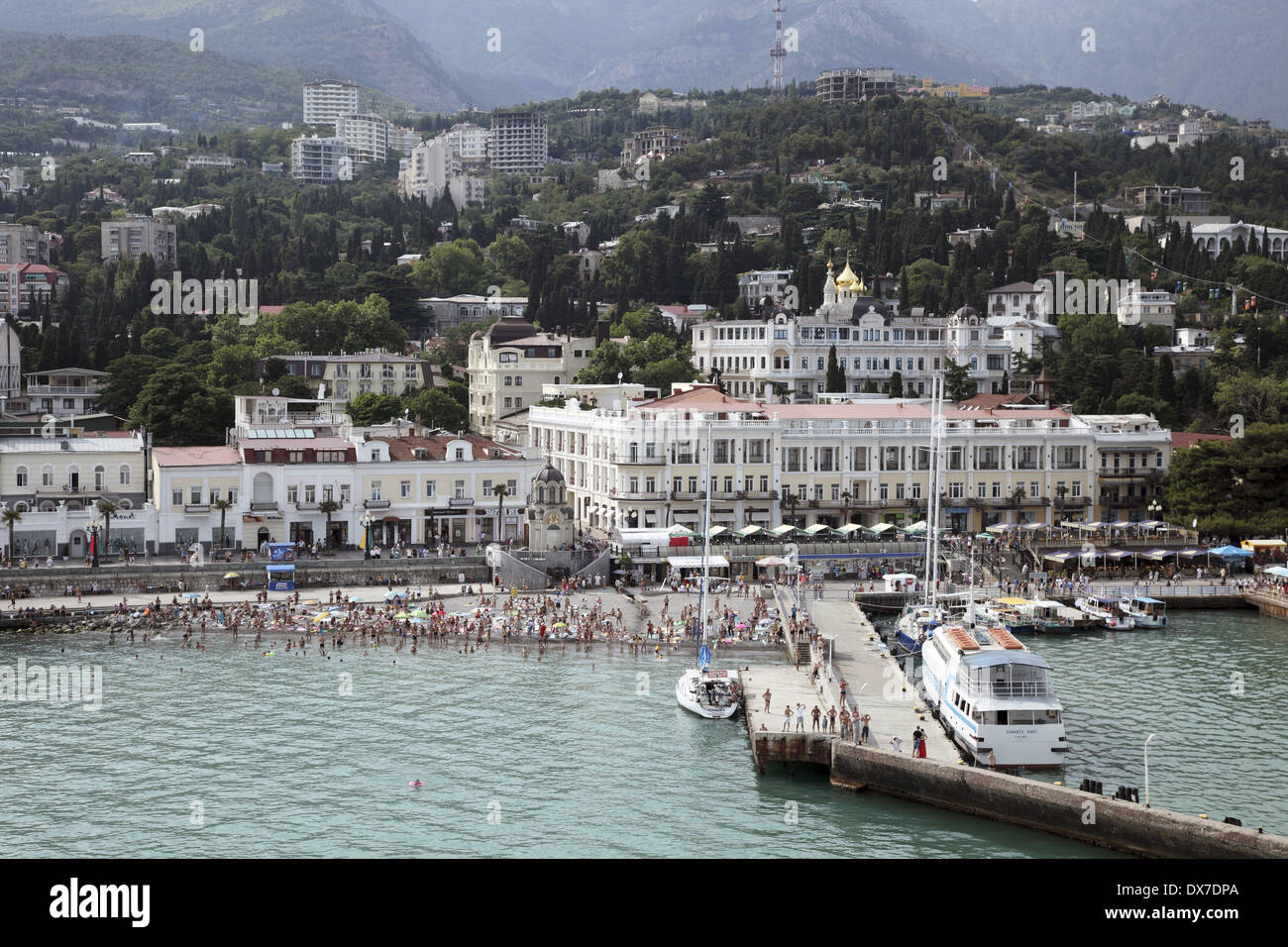 Ukraine. Black Sea. Yalta. Promenade and City from Sea Stock Photo Alamy