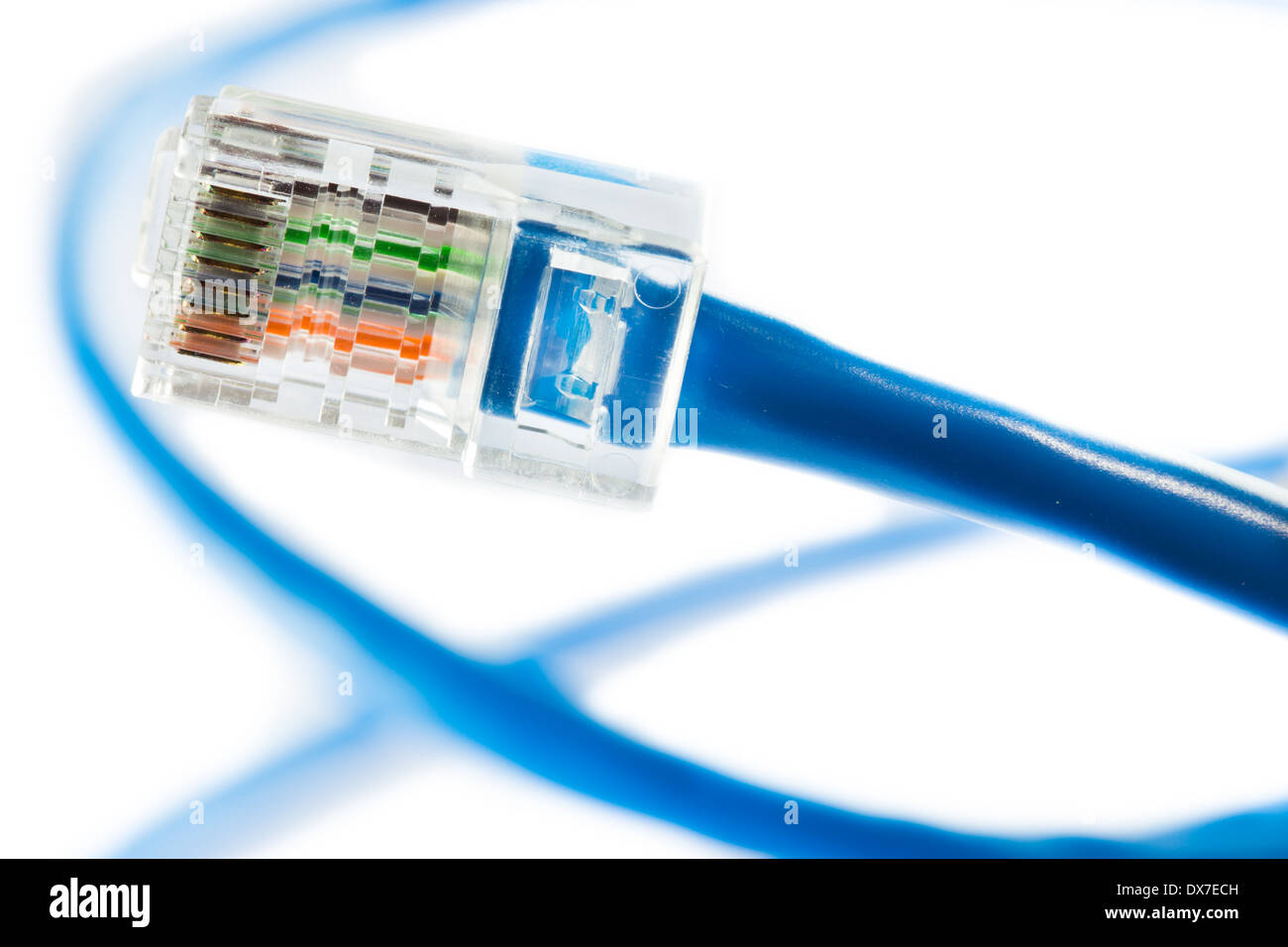 Blue Ethernet Line isolated on white Stock Photo - Alamy