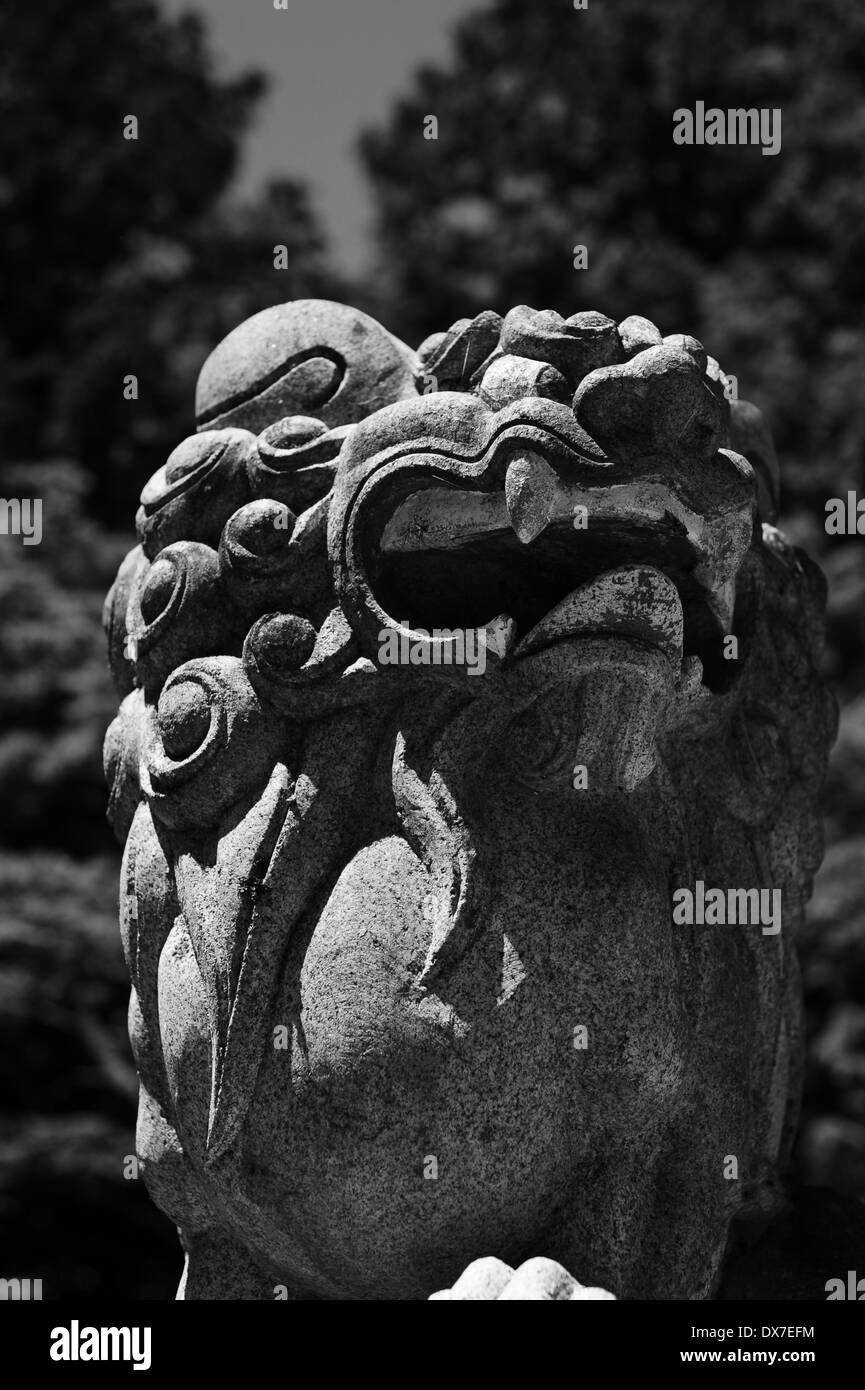 Komainu Statue In Kawaguchiko, Yamanashi Prefecture, Japan Stock Photo