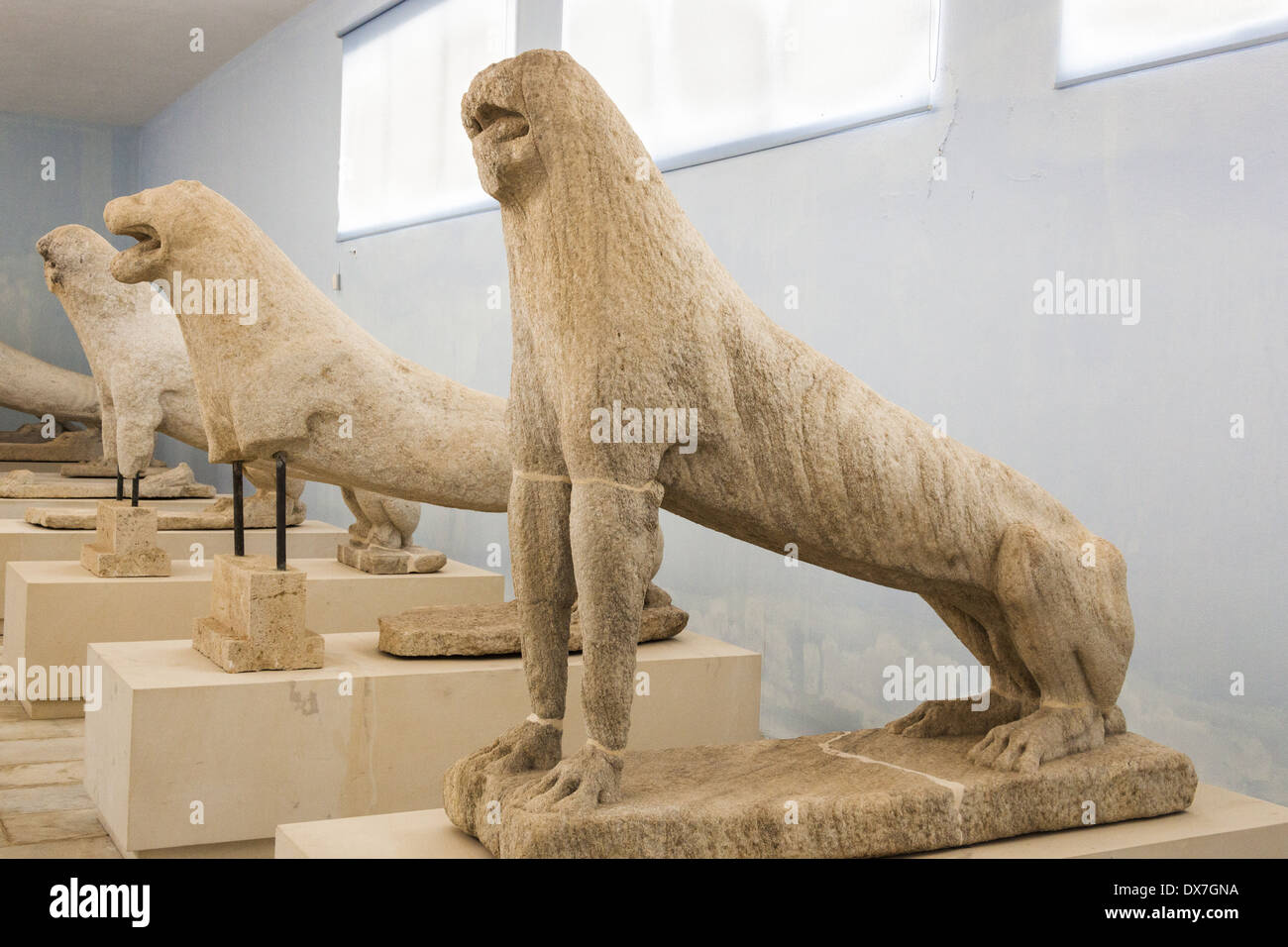 The original Lions of the Naxians inside Delos Museum, Delos ...