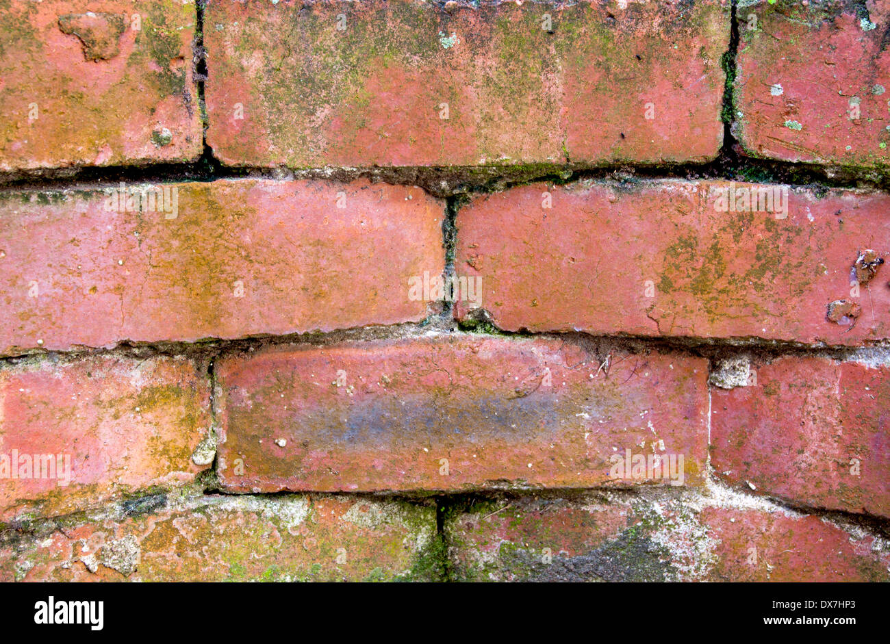 cracks appearing in cement of red brick retaining wall Stock Photo Alamy