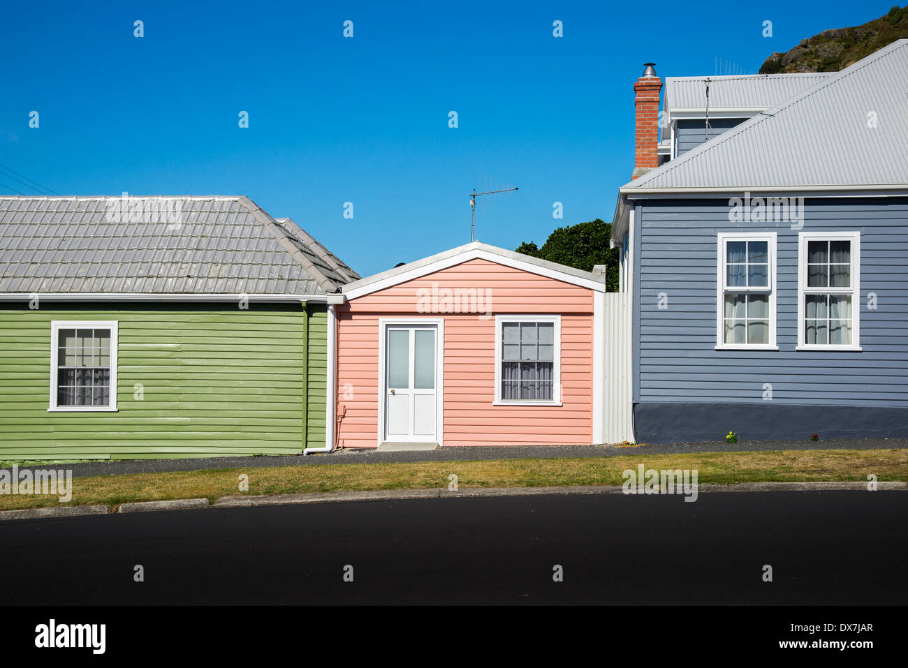 Colourful series of houses, in Stanley, Tasmania Stock Photo Alamy