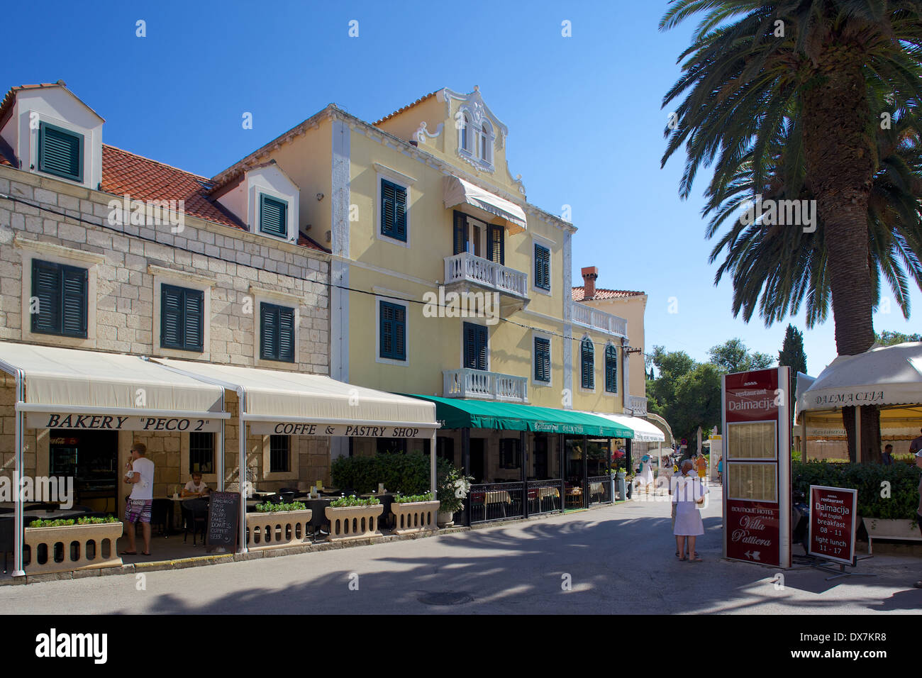 Europe, Croatia, Dalmatian coast, Dubrovnik Riviera, Dalmatia, Cavtat, Restaurant Stock Photo