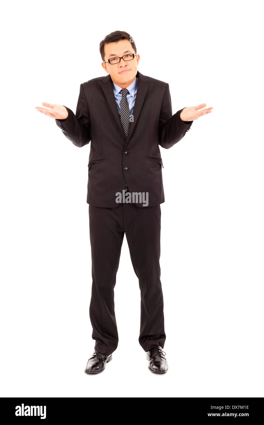 proud businessman make a disinterest gesture  over white background Stock Photo