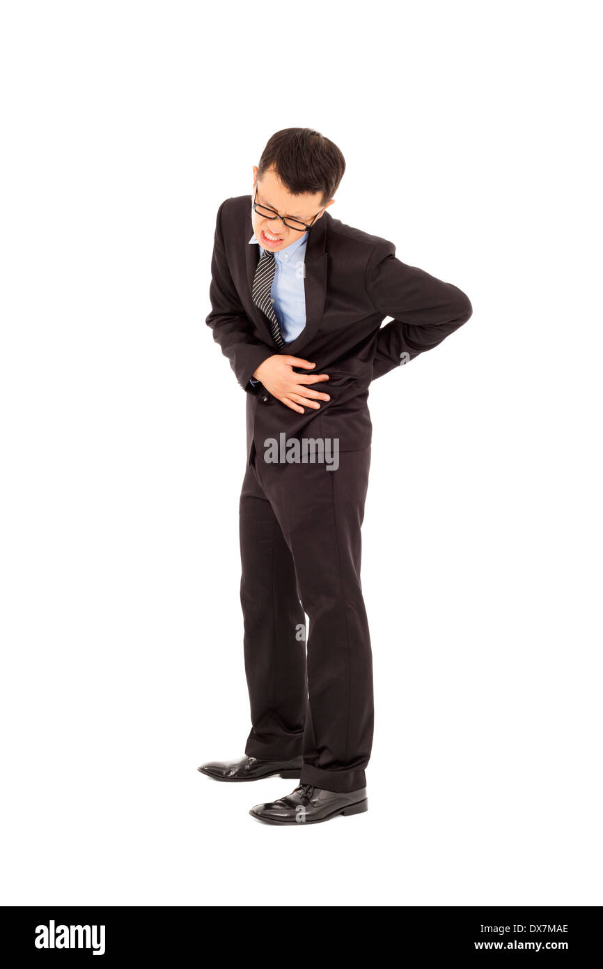 businessman have back or waist pain isolated on white background Stock Photo